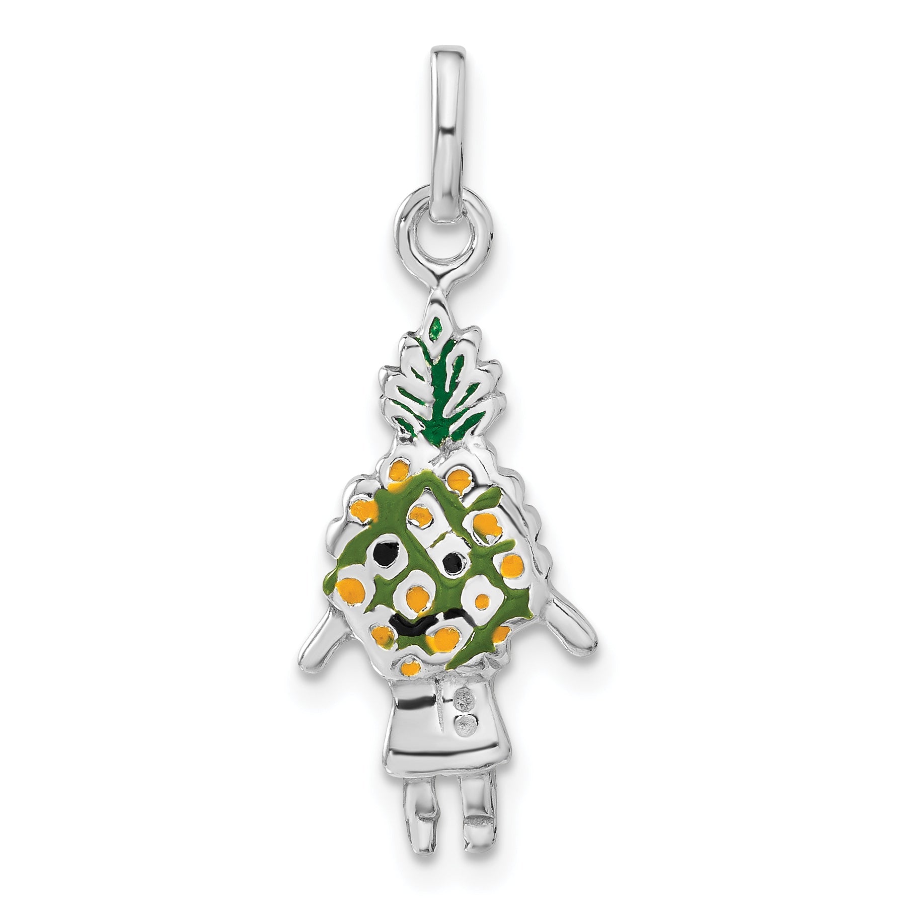 Sterlingsilber Emailliert Pineapple Person Charm