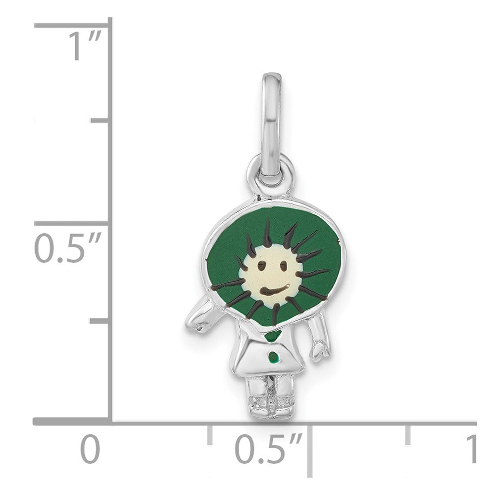 Sterlingsilber Poliert Emailliert Kiwi Person Charm