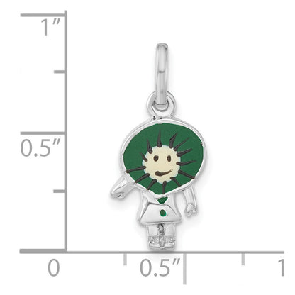 Sterlingsilber Poliert Emailliert Kiwi Person Charm