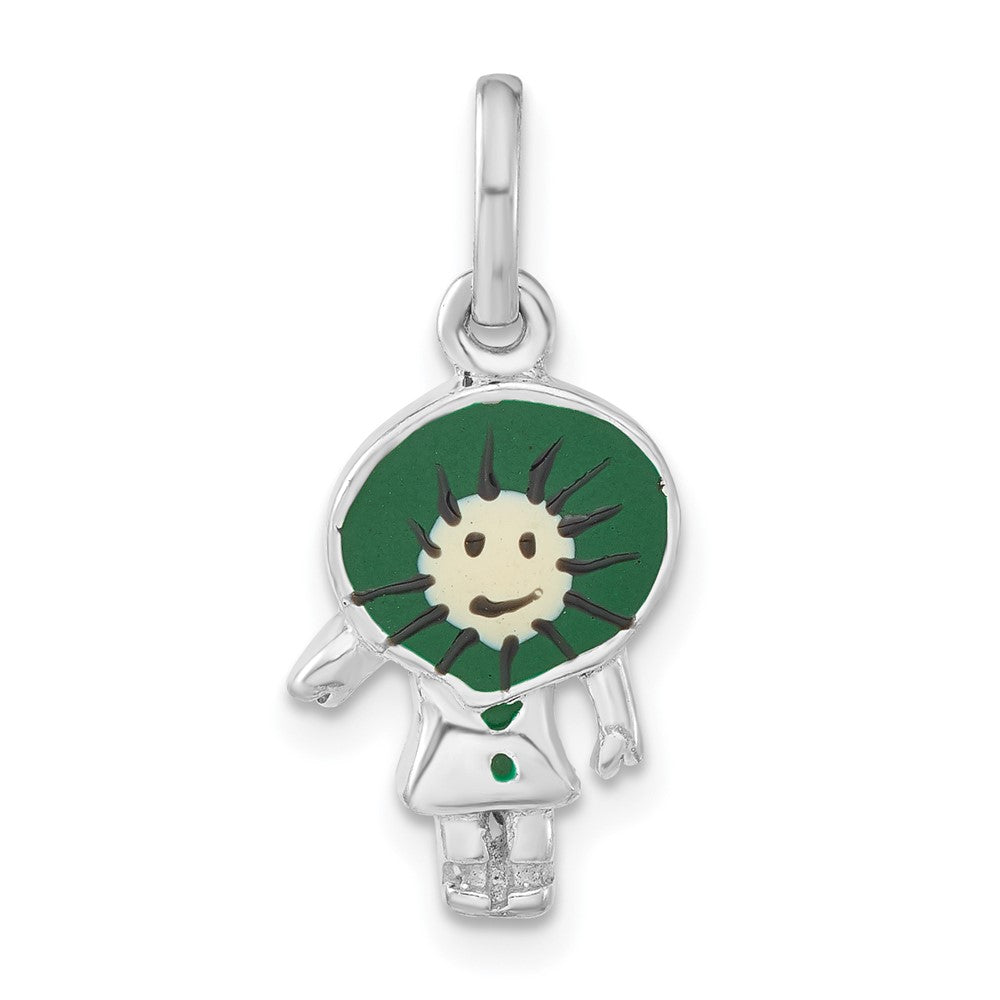 Sterlingsilber Poliert Emailliert Kiwi Person Charm