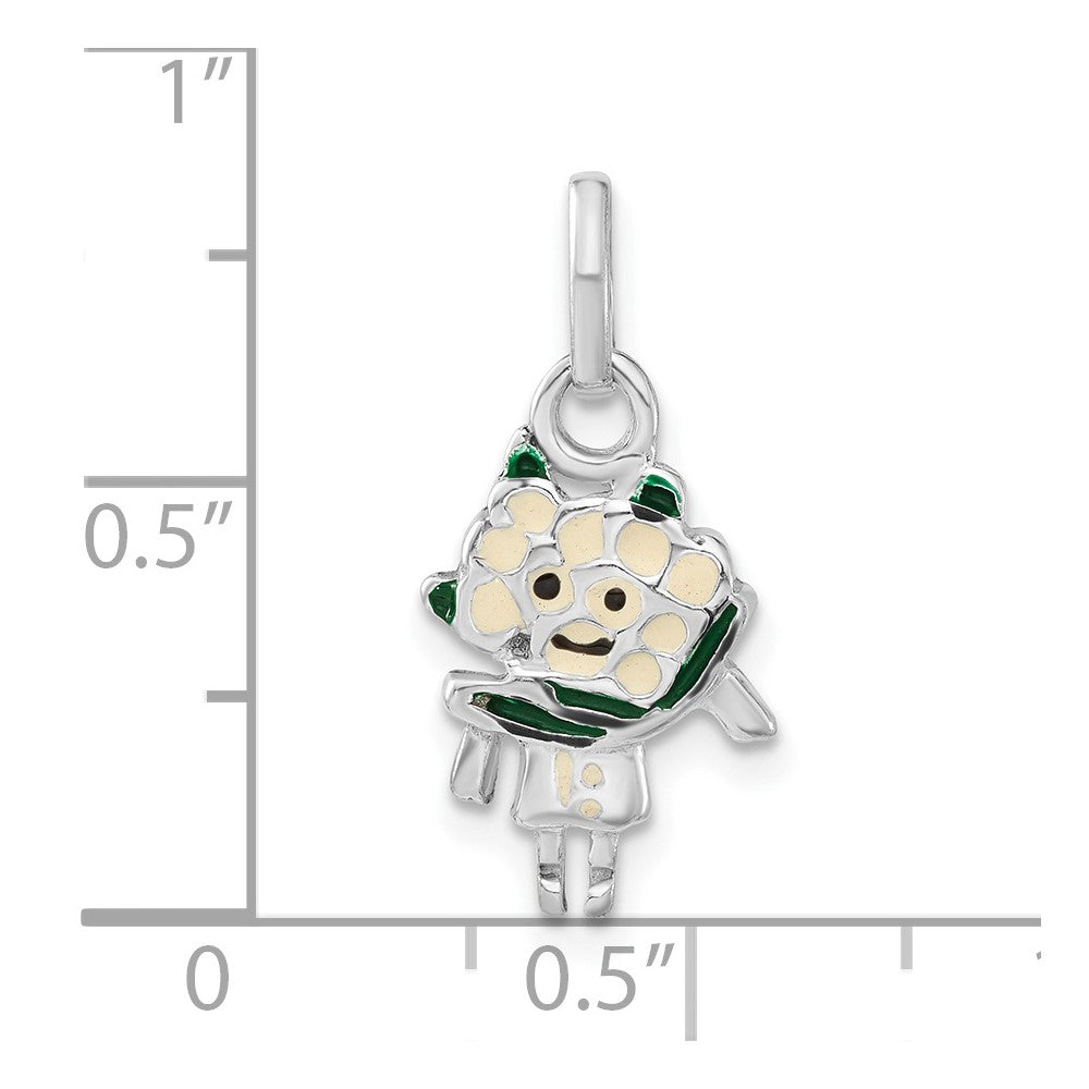 Sterlingsilber Poliert Emailliert Cauliflower Person Charm