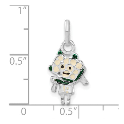 Sterlingsilber Poliert Emailliert Cauliflower Person Charm