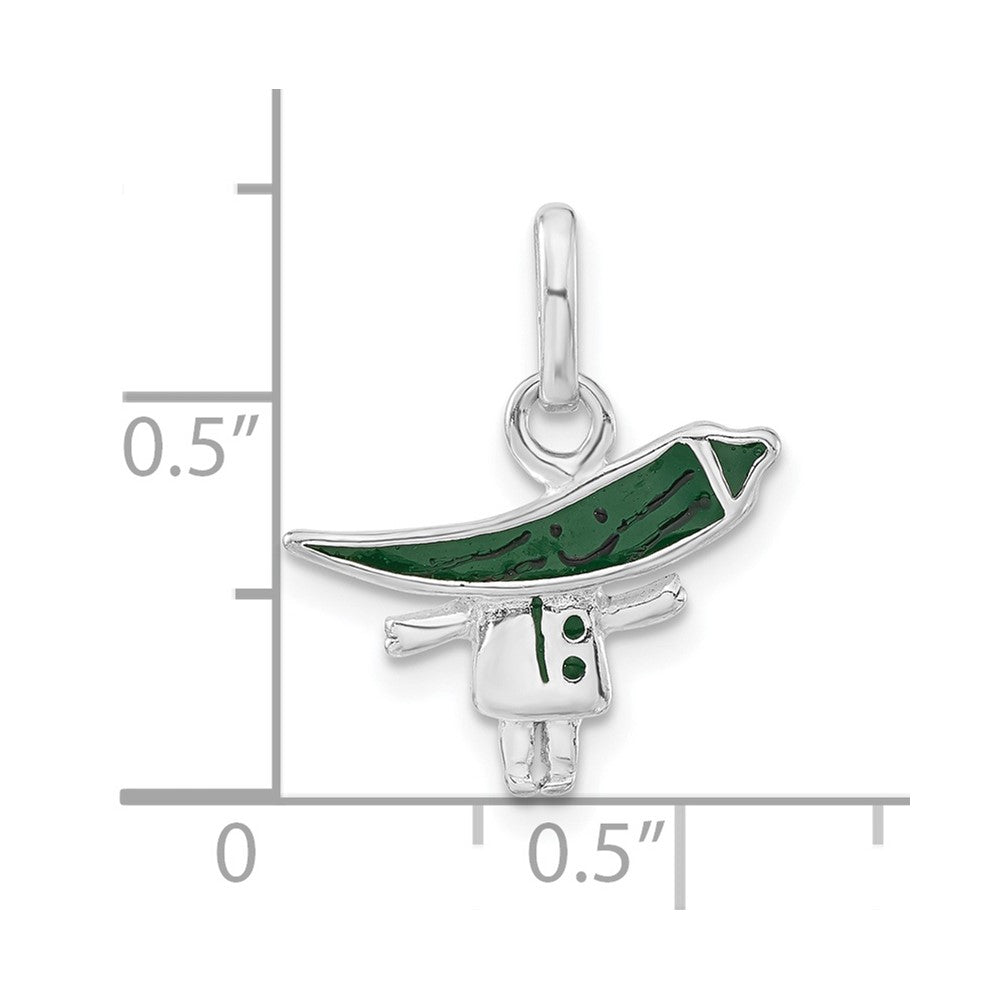 Sterlingsilber Poliert Emailliert Grün Chili Pepper Person Charm