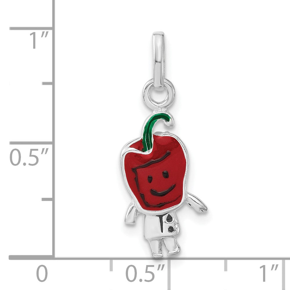 Sterlingsilber Poliert & Emailliert Rot Pepper Person Charm