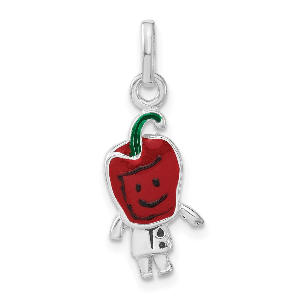 Sterlingsilber Poliert & Emailliert Rot Pepper Person Charm