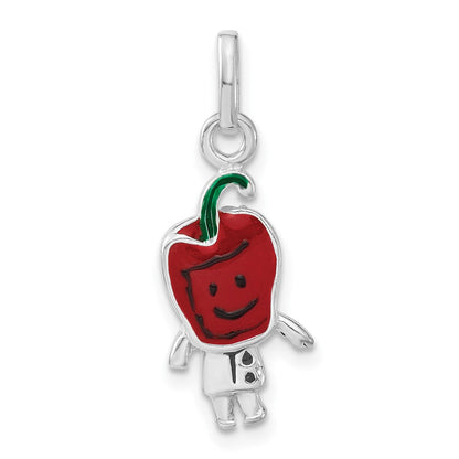 Sterlingsilber Poliert & Emailliert Rot Pepper Person Charm