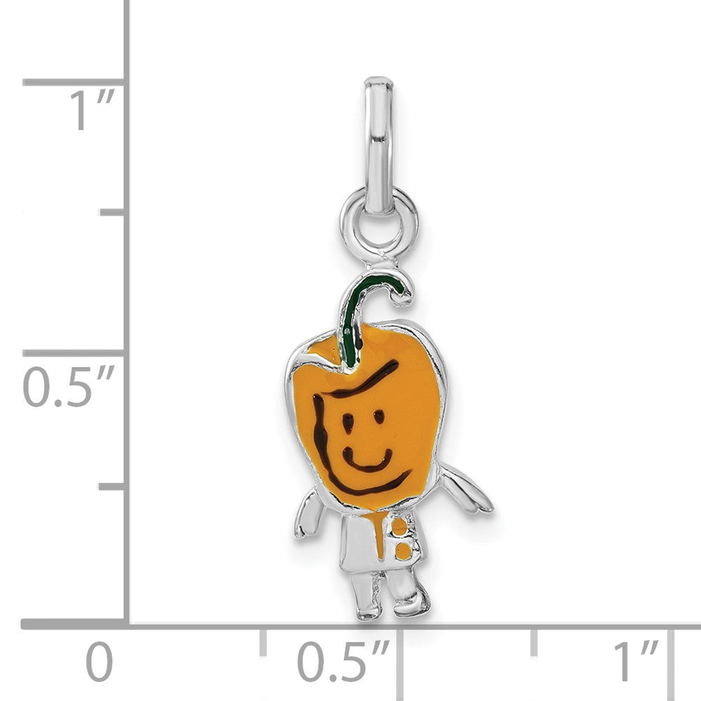 Sterlingsilber Poliert Emailliert Gelb Pepper Person Charm