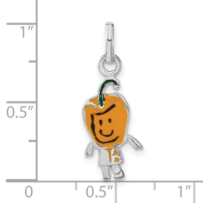 Sterlingsilber Poliert Emailliert Gelb Pepper Person Charm