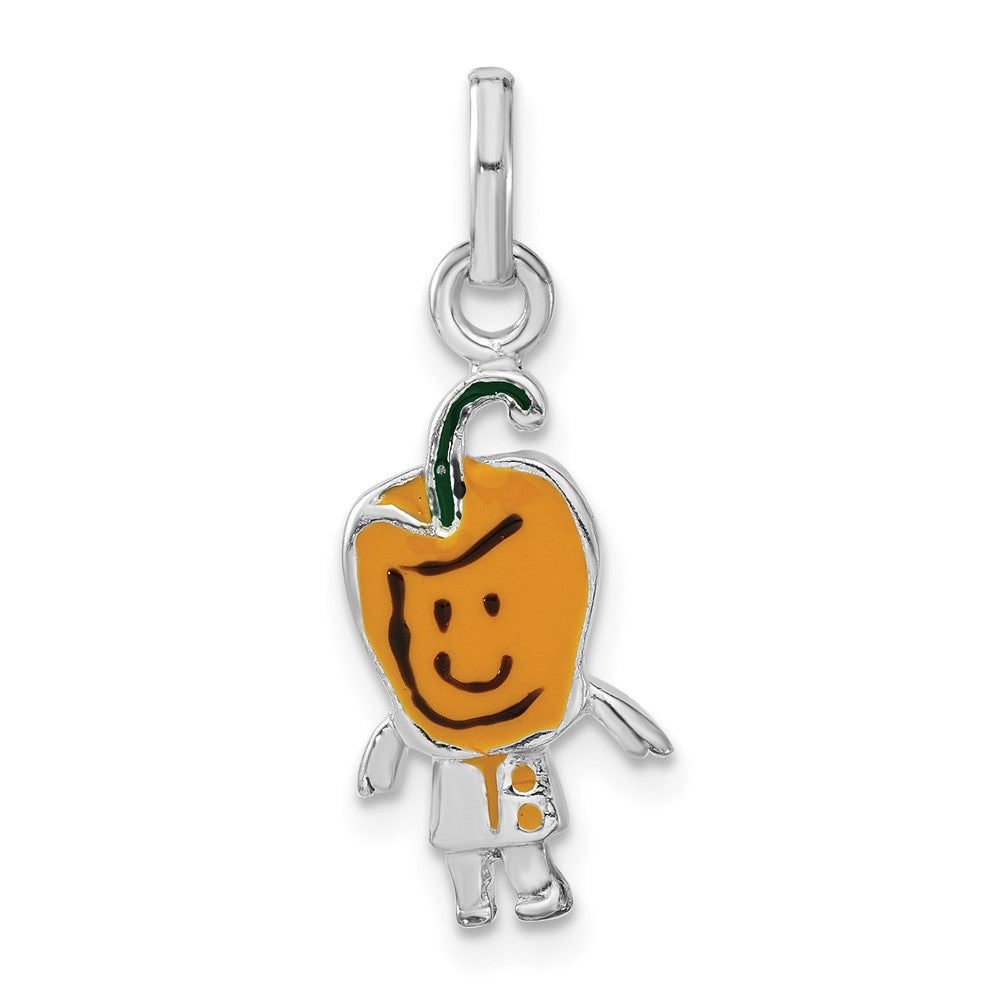 Sterlingsilber Poliert Emailliert Gelb Pepper Person Charm
