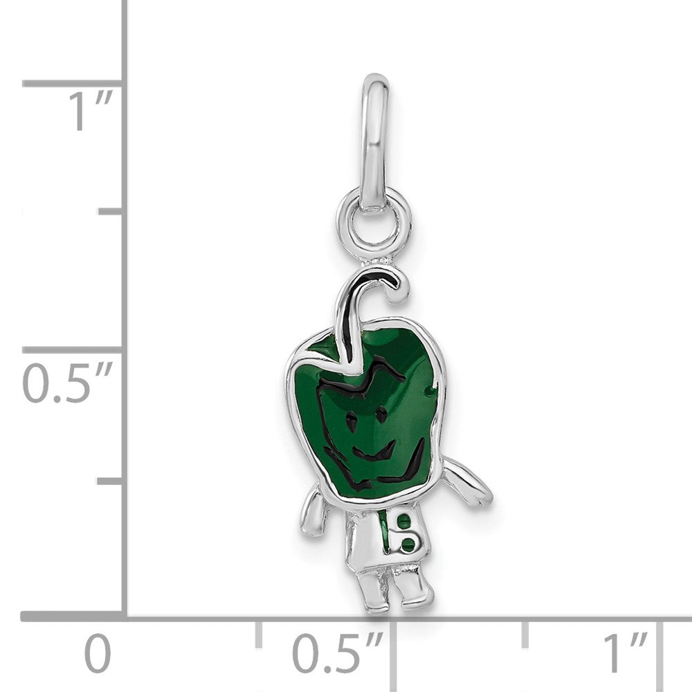 Sterlingsilber Emailliert Grün Pepper Person Charm