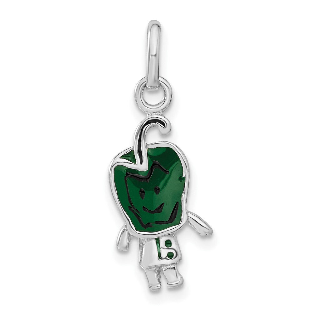 Sterlingsilber Emailliert Grün Pepper Person Charm