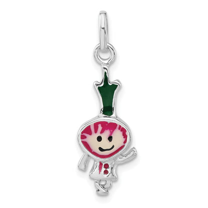 Sterlingsilber Poliert Emailliert Onion Person Charm