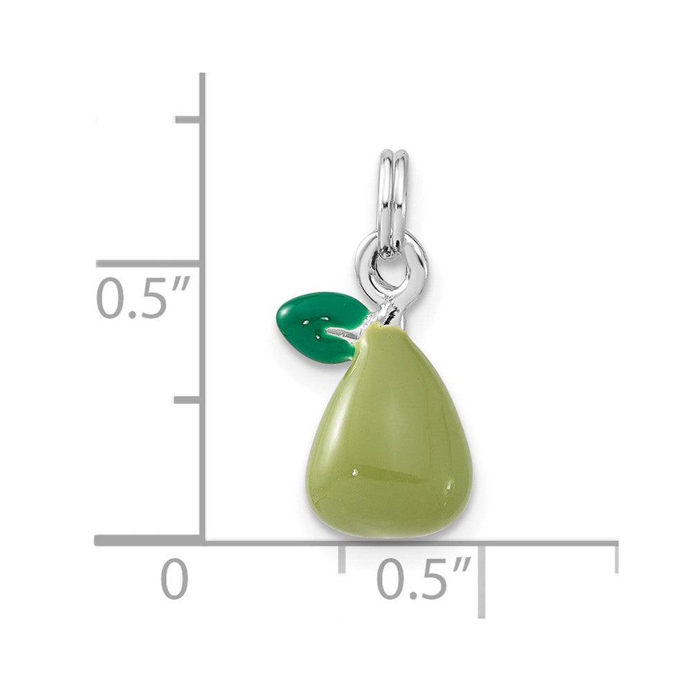 Sterlingsilber 3-d Poliert Grün Emailliert Tropfen Charm