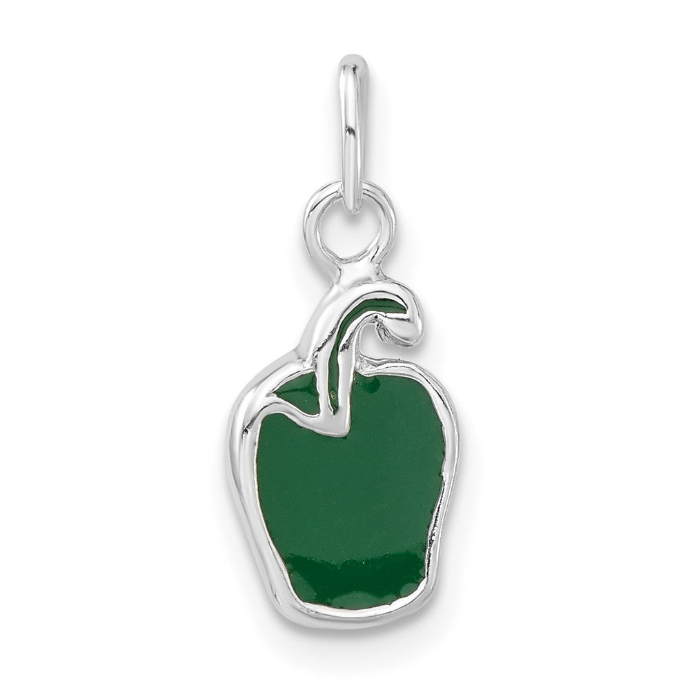 Sterlingsilber Poliert Emailliert Grün Pepper Charm