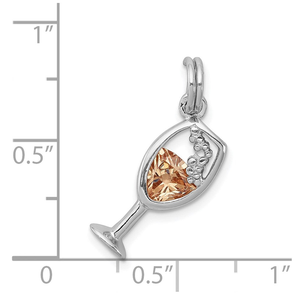 Sterlingsilber Rhodium-platedcz Champagne Glas Charm