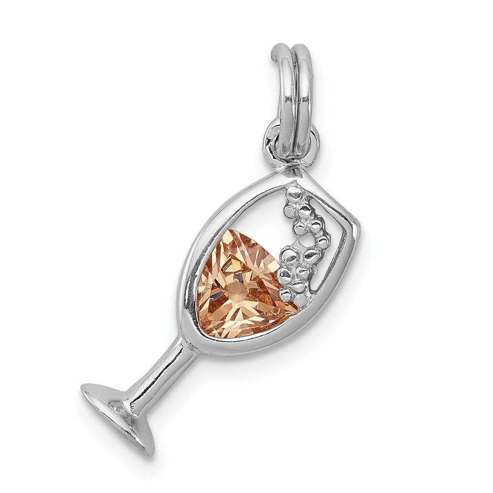 Sterlingsilber Rhodium-platedcz Champagne Glas Charm