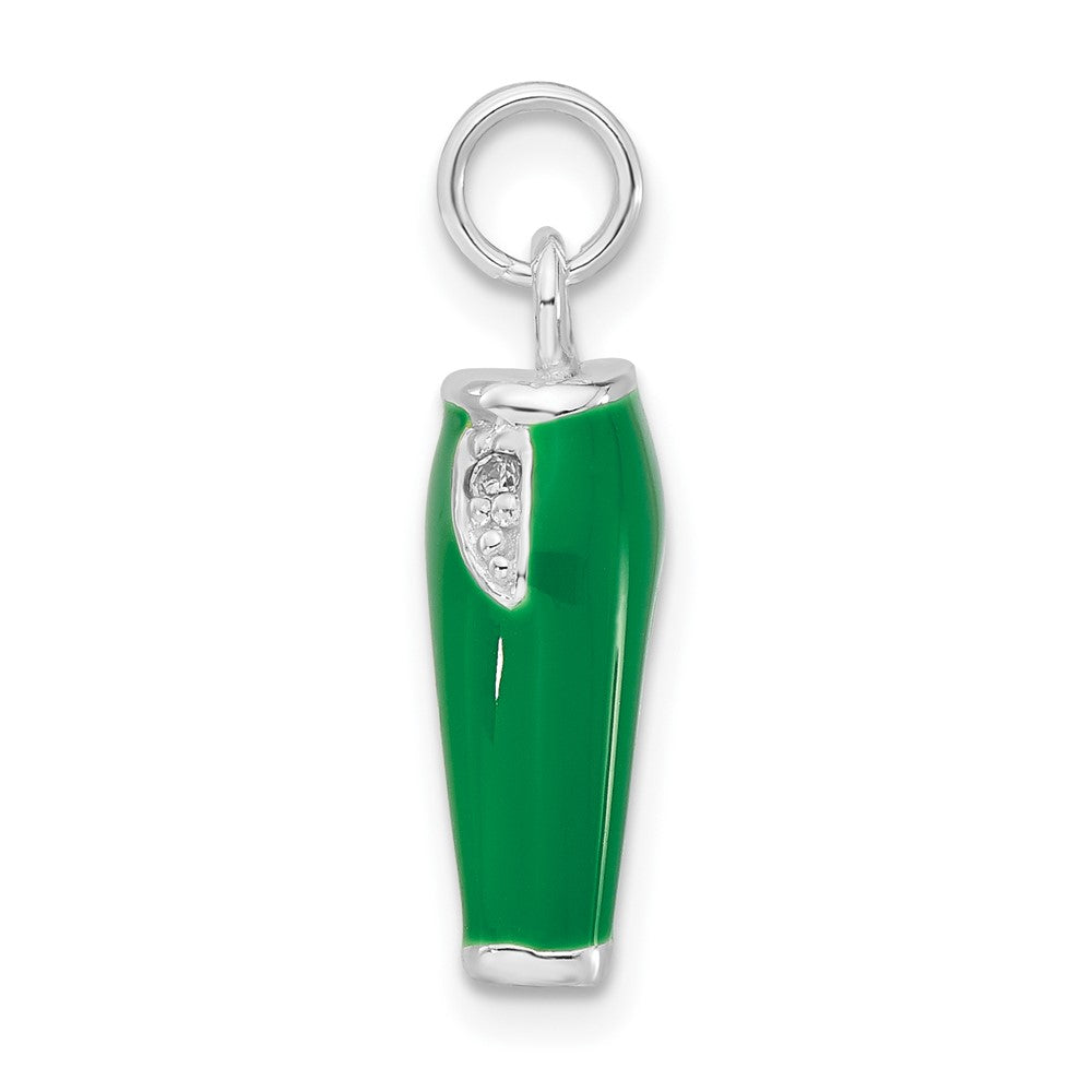 Sterlingsilber 3-d Poliert Zirkonia Grün Emailliert Pants Charm