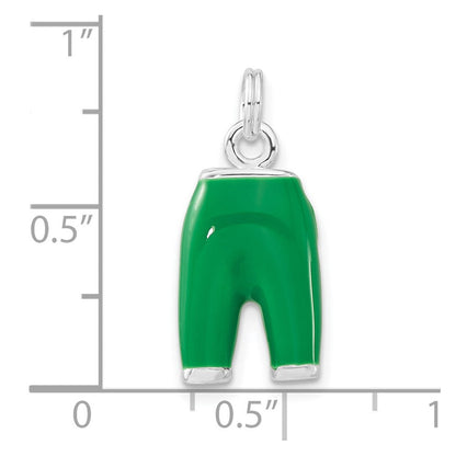 Sterlingsilber 3-d Poliert Zirkonia Grün Emailliert Pants Charm
