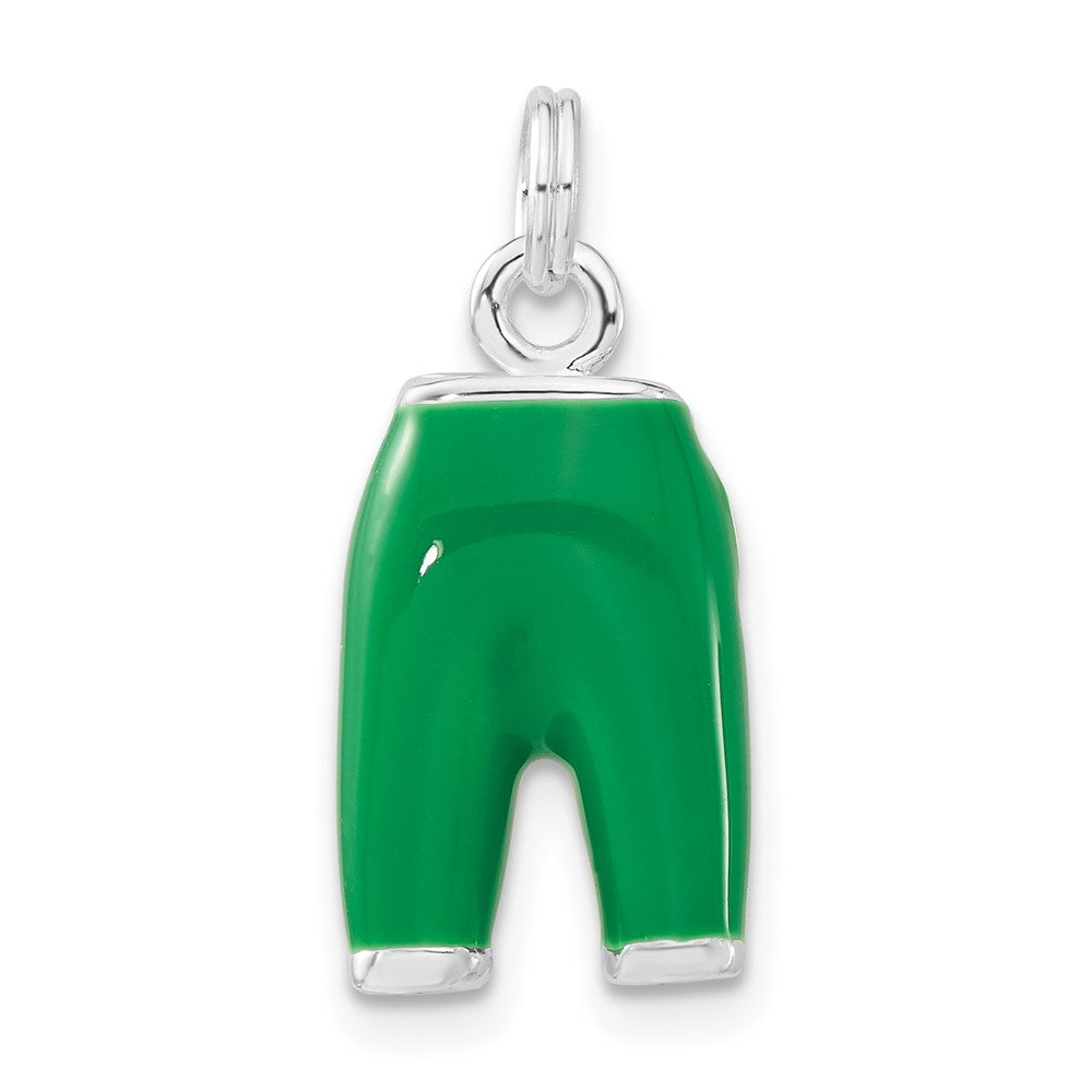 Sterlingsilber 3-d Poliert Zirkonia Grün Emailliert Pants Charm