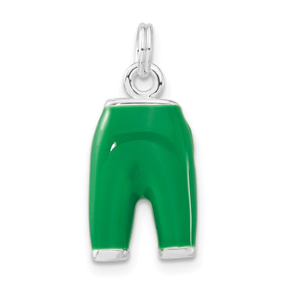 Sterlingsilber 3-d Poliert Zirkonia Grün Emailliert Pants Charm