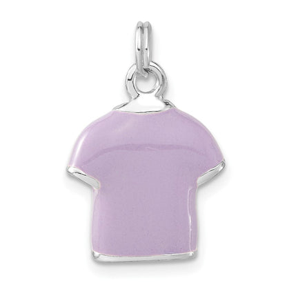 Sterlingsilber 3-d Poliert Zirkonia Lila Emailliert Polo Shirt Charm