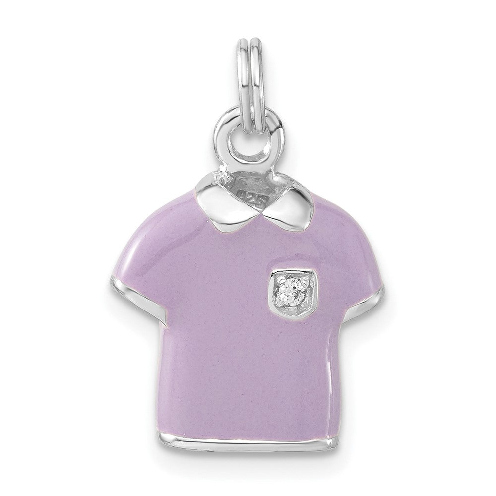 Sterlingsilber 3-d Poliert Zirkonia Lila Emailliert Polo Shirt Charm
