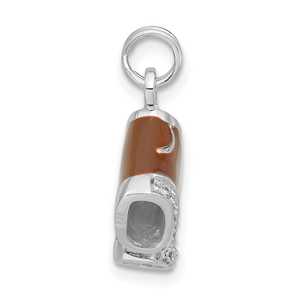 Sterlingsilber 3-d Poliert Zirkonia & Braun Emailliert Shorts Charm