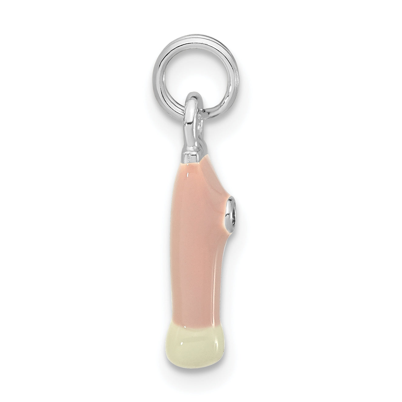 Sterlingsilber Zirkonia Rosa & Weiß Emailliert Make-up Brush Charm