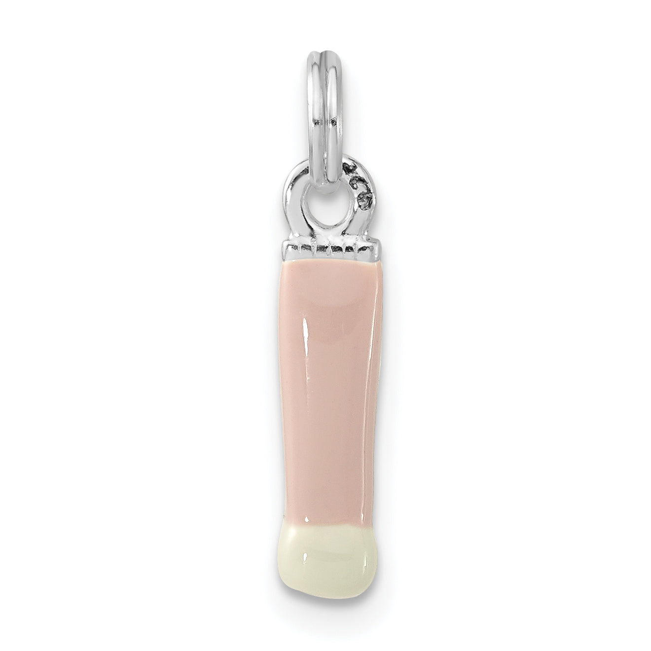 Sterlingsilber Zirkonia Rosa & Weiß Emailliert Make-up Brush Charm