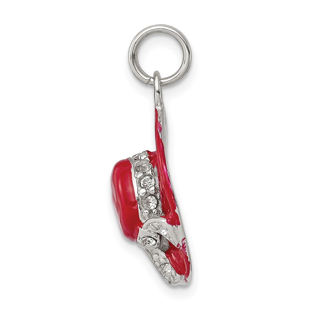Sterlingsilber Rhodiniert Zirkonia Emaille Hat Charm