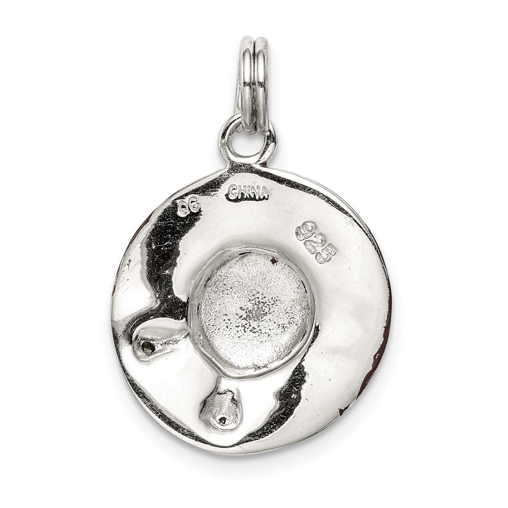 Sterlingsilber Rhodiniert Zirkonia Emaille Hat Charm