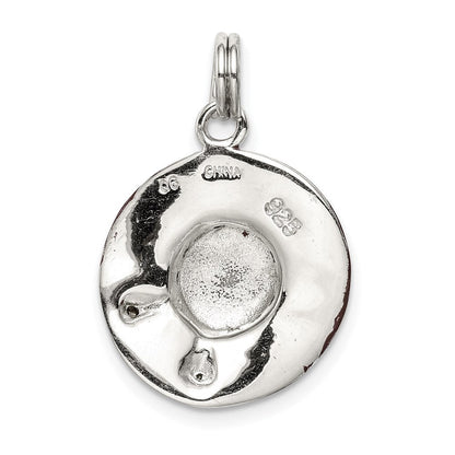 Sterlingsilber Rhodiniert Zirkonia Emaille Hat Charm