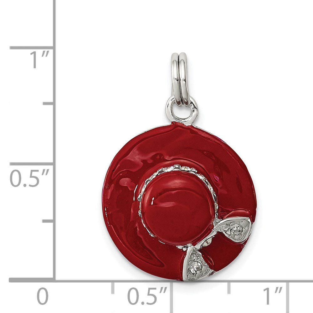 Sterlingsilber Rhodiniert Zirkonia Emaille Hat Charm