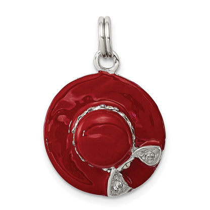 Sterlingsilber Rhodiniert Zirkonia Emaille Hat Charm