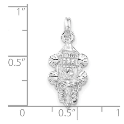 Sterlingsilber Poliert Cuckoo Clock Charm