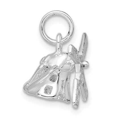 Sterlingsilber Poliert 3d Beweglich Windmill Charm