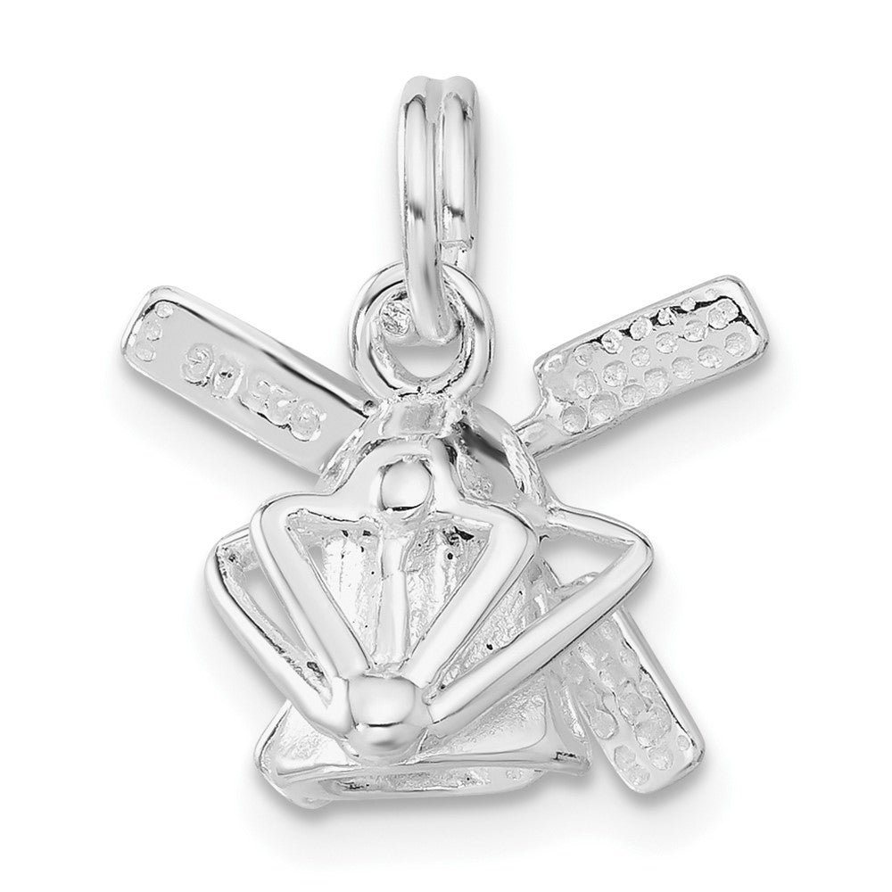 Sterlingsilber Poliert 3d Beweglich Windmill Charm