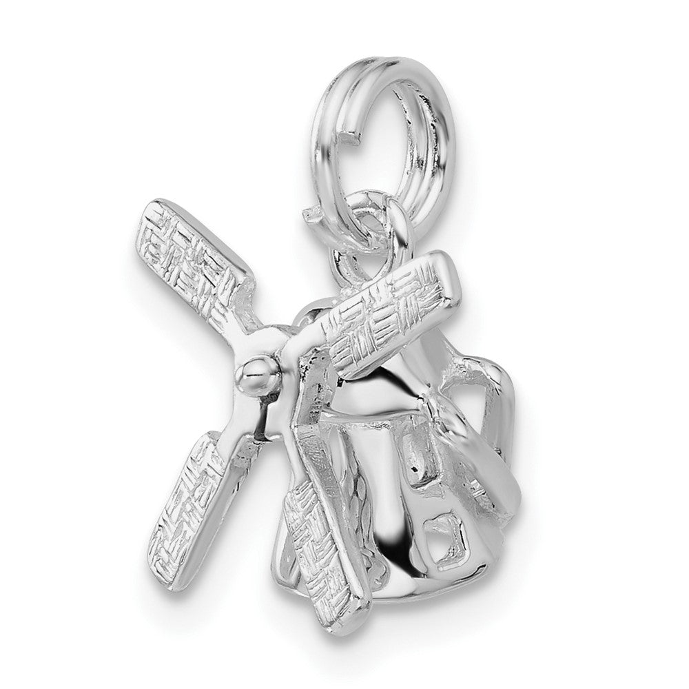 Sterlingsilber Poliert 3d Beweglich Windmill Charm