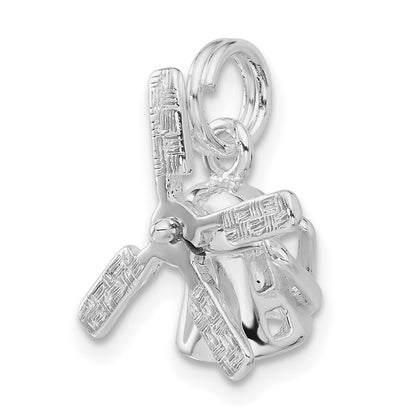 Sterlingsilber Poliert 3d Beweglich Windmill Charm