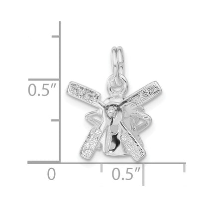Sterlingsilber Poliert 3d Beweglich Windmill Charm