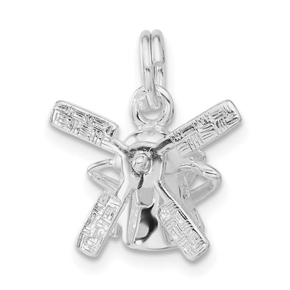 Sterlingsilber Poliert 3d Beweglich Windmill Charm