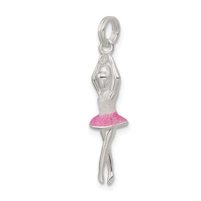 Sterlingsilber Rosa & Weiß Emaille mit Glitzer Ballerina Charm
