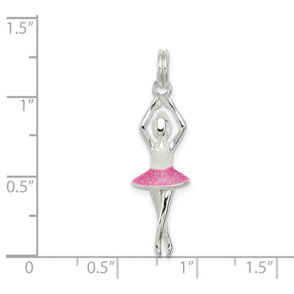 Sterlingsilber Rosa & Weiß Emaille mit Glitzer Ballerina Charm
