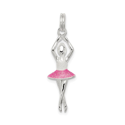 Sterlingsilber Rosa & Weiß Emaille mit Glitzer Ballerina Charm