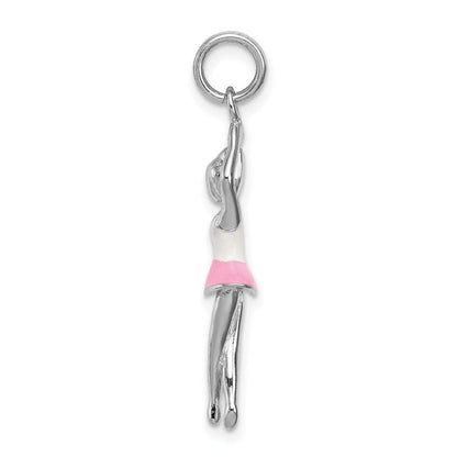 Sterlingsilber Rhodium-platedenamel Ballerina Charm