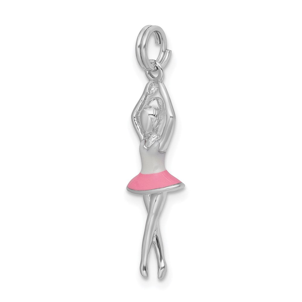Sterlingsilber Rhodium-platedenamel Ballerina Charm
