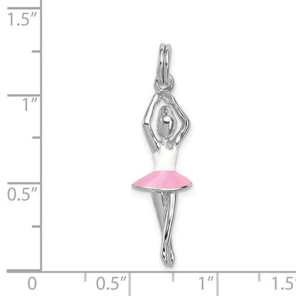 Sterlingsilber Rhodium-platedenamel Ballerina Charm
