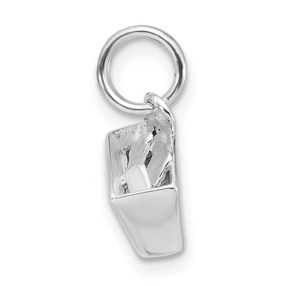 Sterlingsilber 3-d Poliert Emailliert Recycle Bin Charm