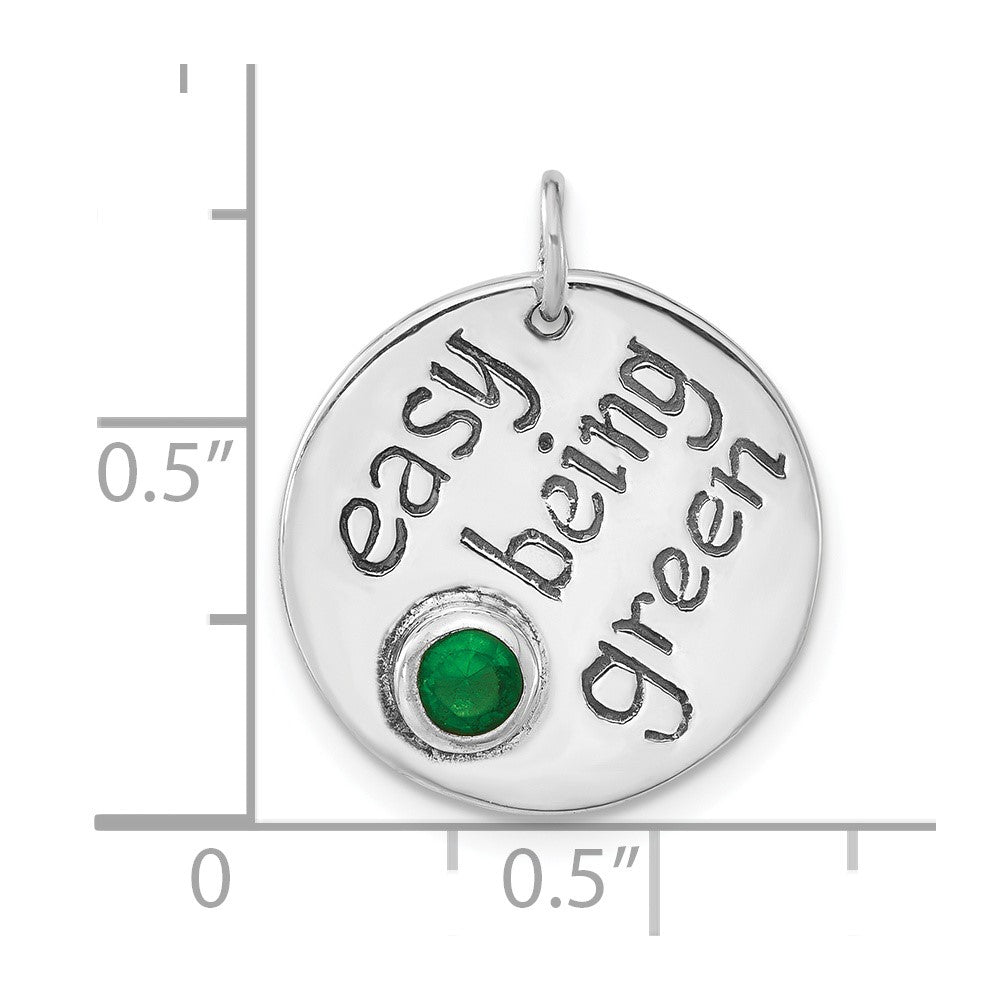 Sterlingsilber Poliert & Antikisiert Easy Being Grün Zirkonia Charm