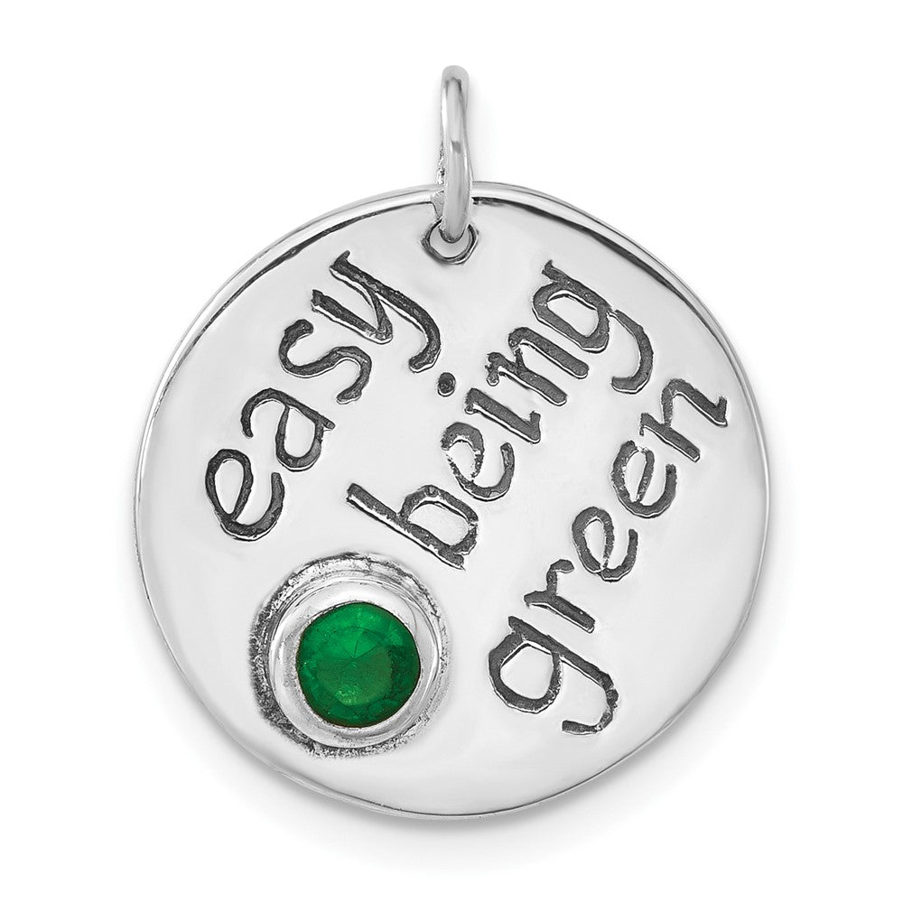 Sterlingsilber Poliert & Antikisiert Easy Being Grün Zirkonia Charm